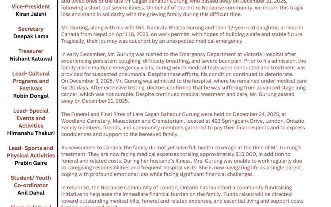 Supporting the Family of Late Gagan Bahadur Gurung